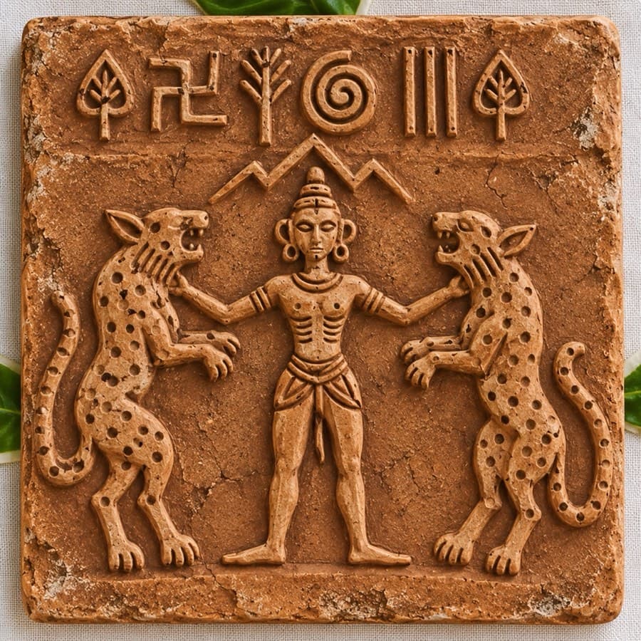 Osisha Deu (Dev), Ganak 3, terracotta Ganak (seal) in raised relief