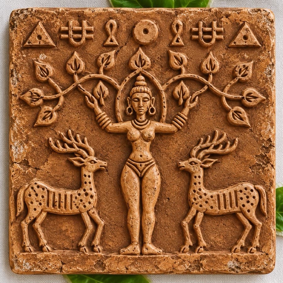 Ishatisha Debbi (Devi), Ganak 4, terracotta Ganak (seal) in raised relief