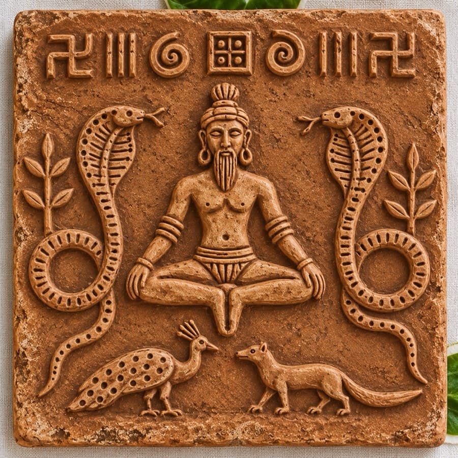 Raisha Deu (Dev), Ganak 5, terracotta Ganak (seal) in raised relief