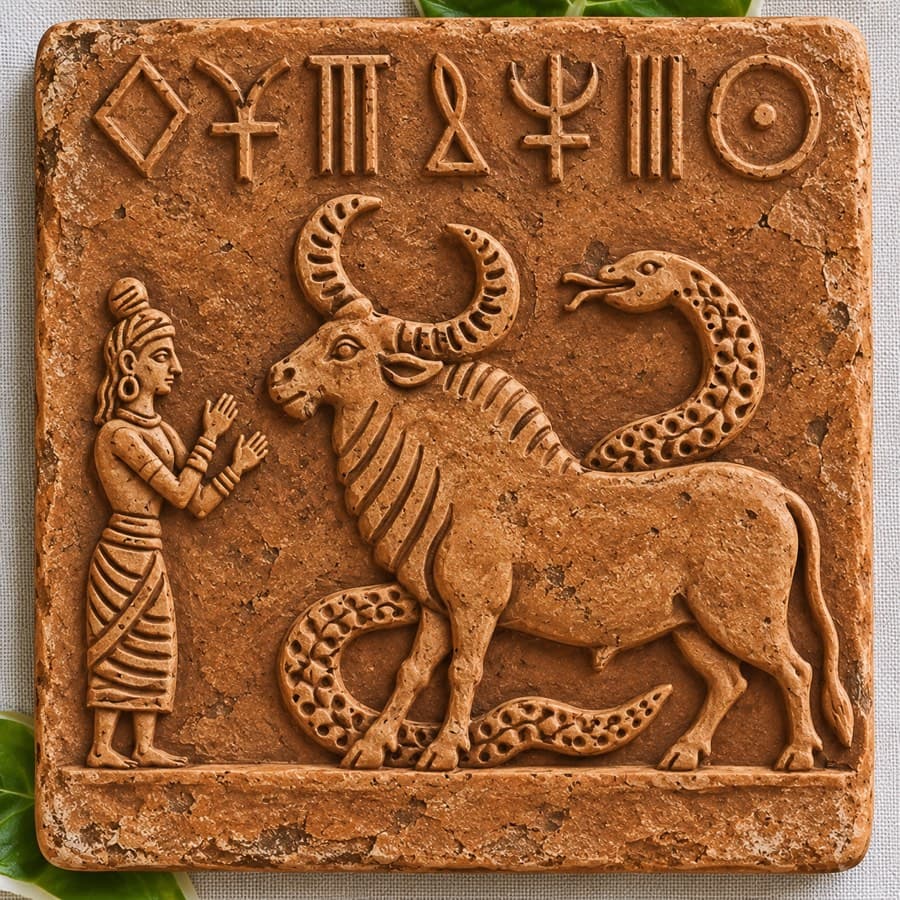 Apisha Deu (Dev), Ganak 9, terracotta Ganak (seal) in raised relief