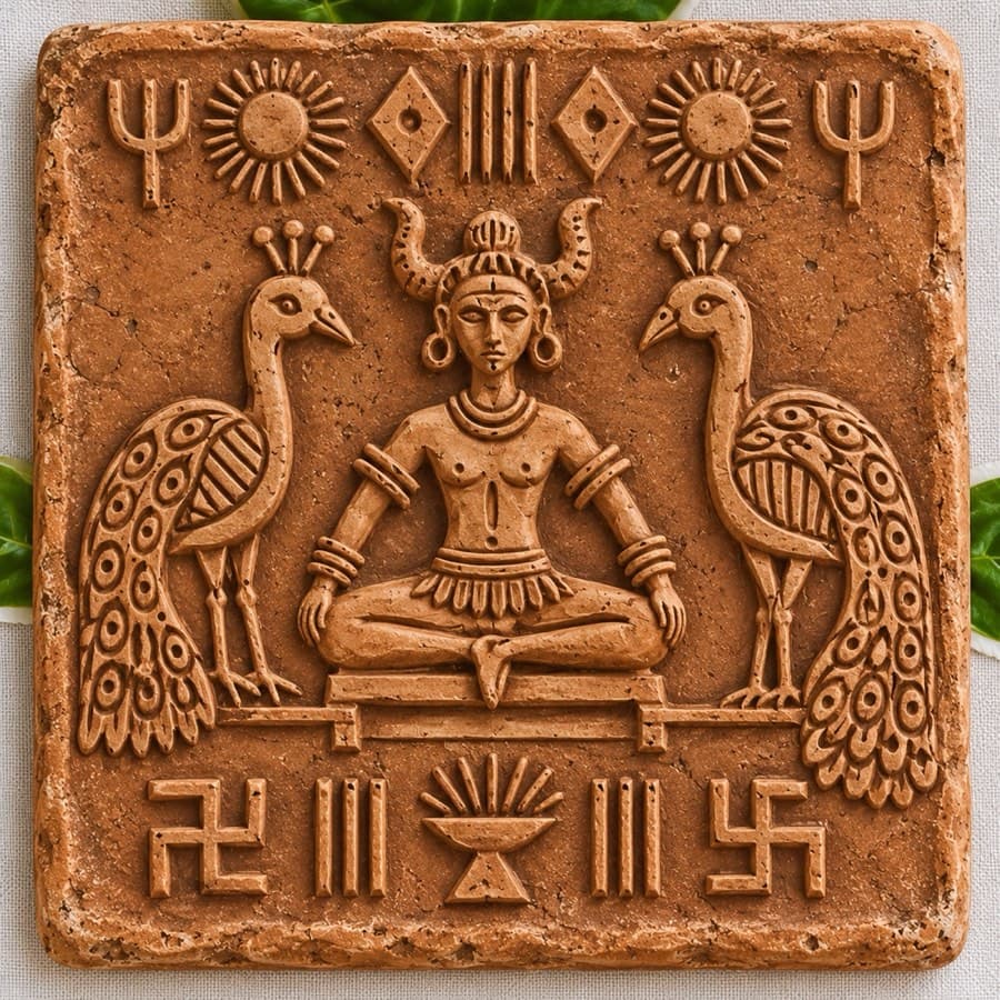 Melisha Deu (Dev), Ganak 12, terracotta Ganak (seal) in raised relief