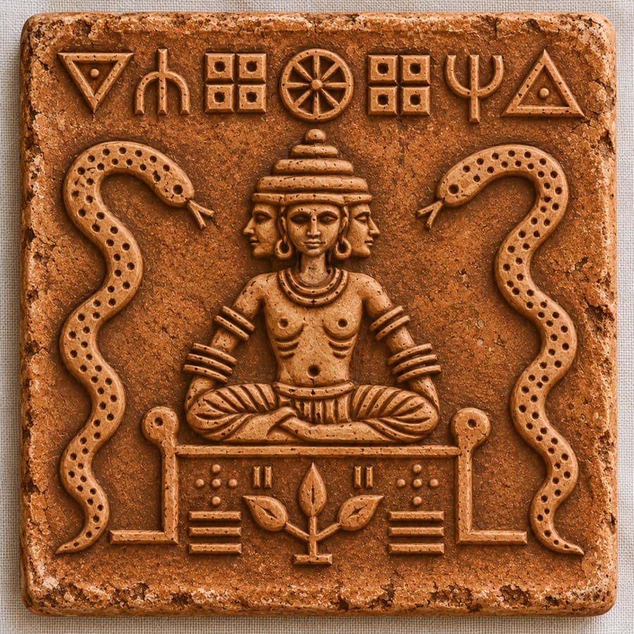Balisha Deu (Dev), Ganak 15, terracotta Ganak (seal) in raised relief