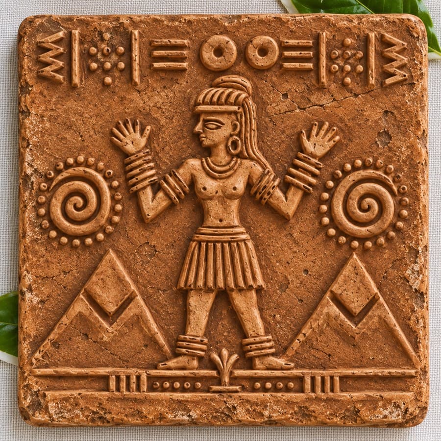 Girisha Deu (Dev), Ganak 17, terracotta Ganak (seal) in raised relief