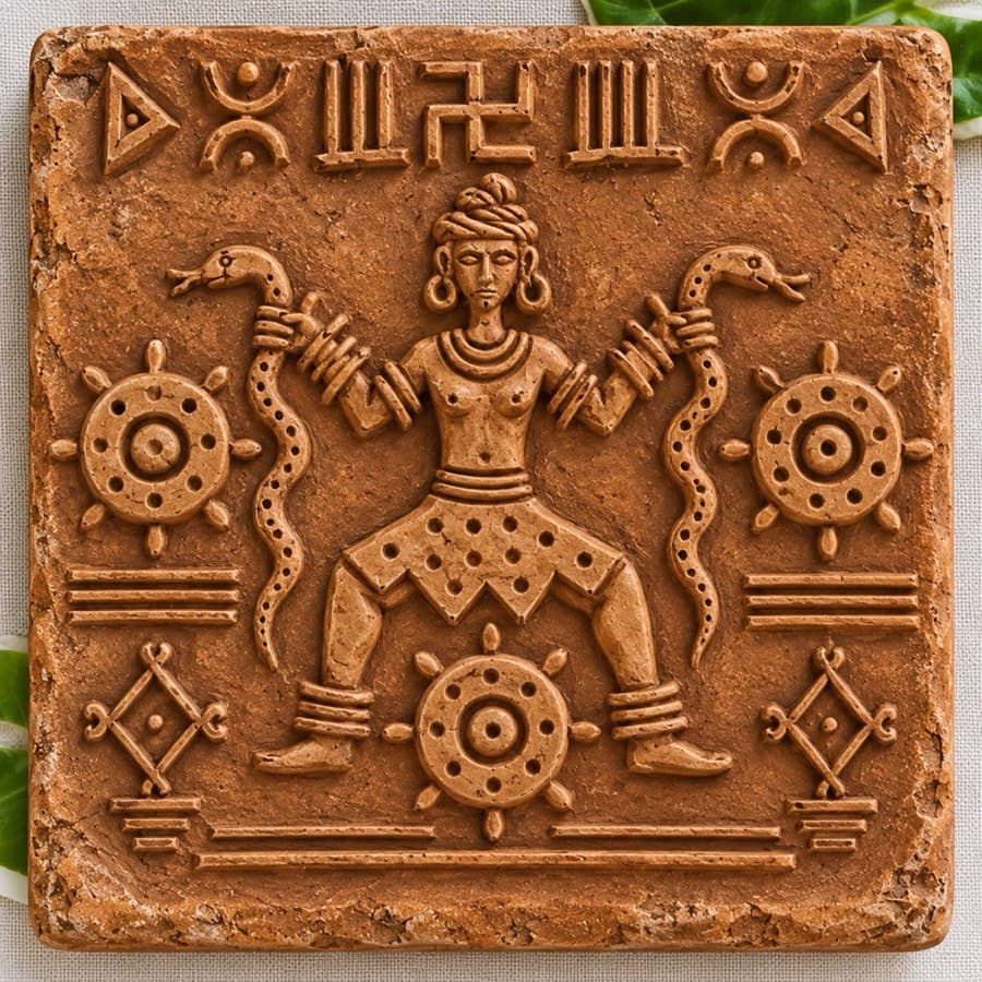 Ninisha Deu (Dev), Ganak 20, terracotta Ganak (seal) in raised relief