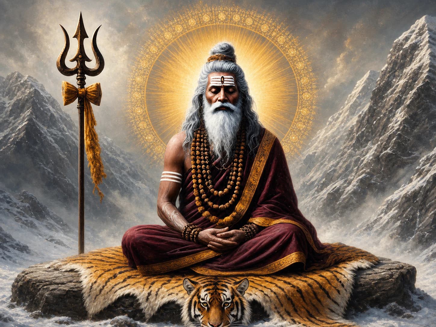 Mahasiddha Vyaghravritta Nath meditating in the Himalayas